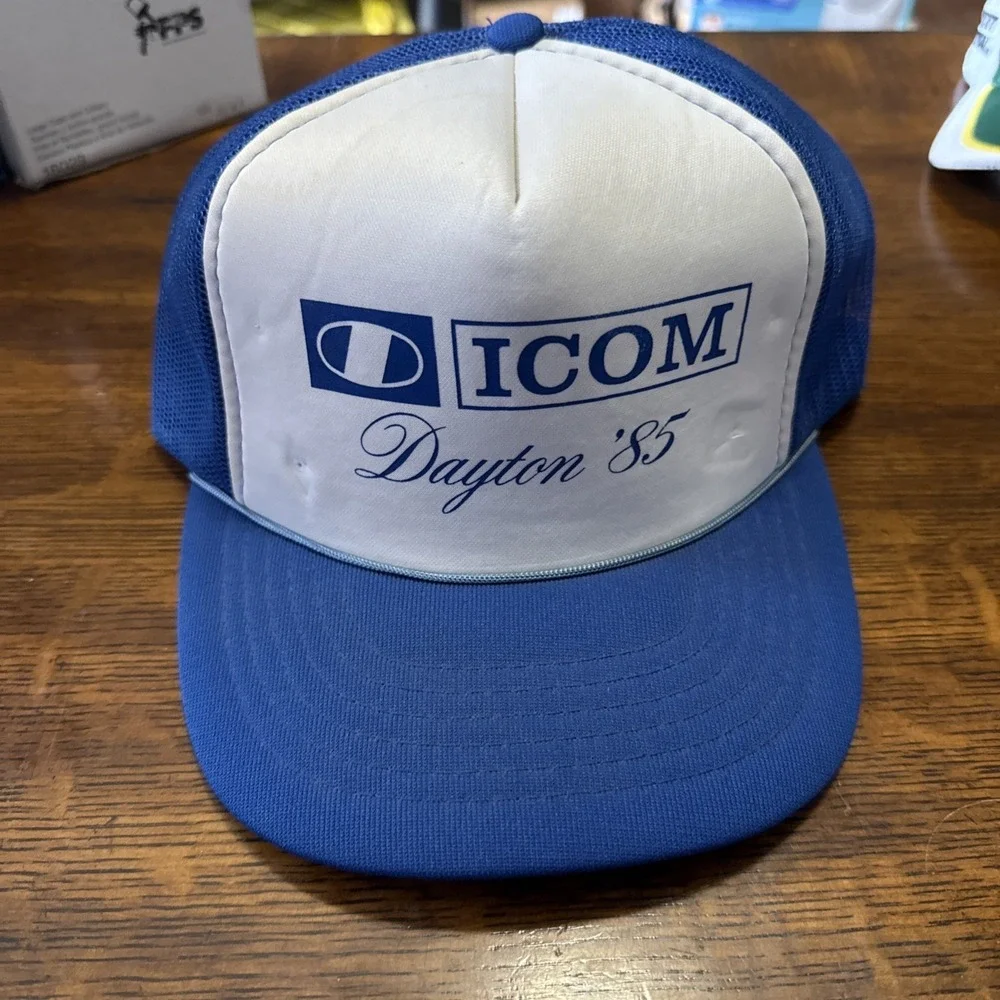 Vintage Trucker Hat‎ ICOM Dayton 85 Blue  retro